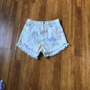Women denim shorts gene dyed